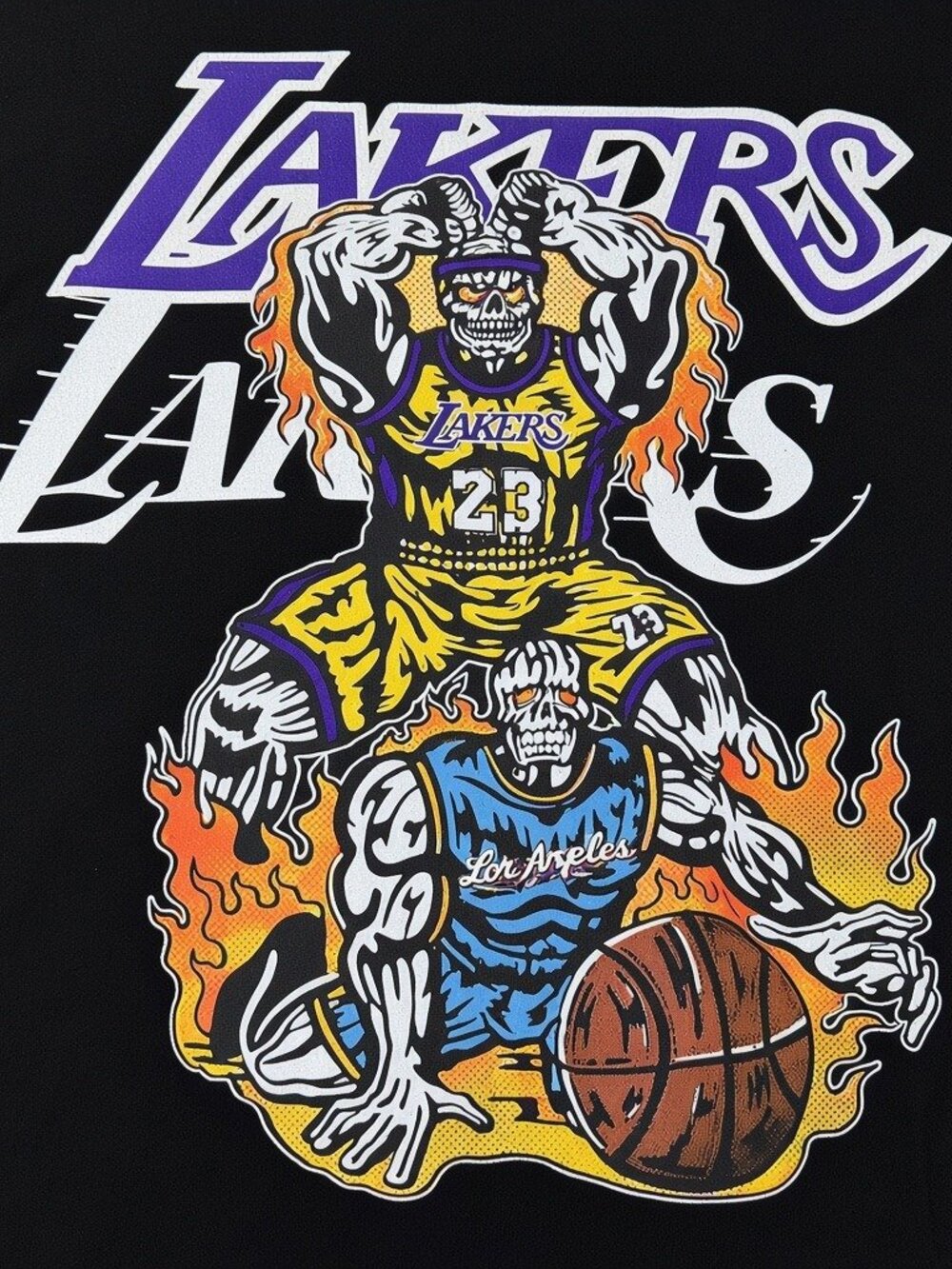 Vintage Style LA Lakers Beast Hooper Skull Graphic Black Tee | Streetwear
